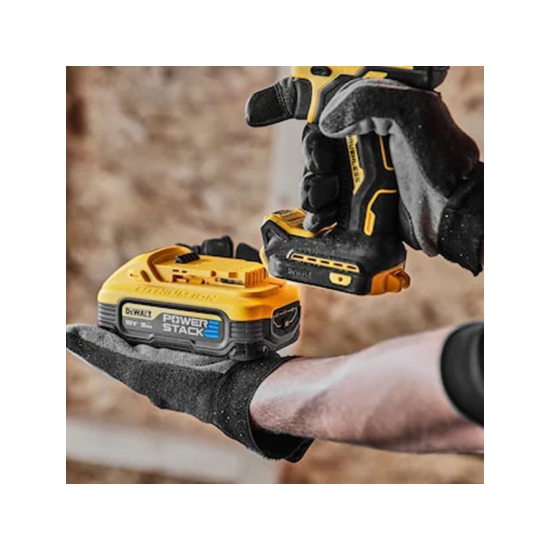 Masina de gaurit si insurubat cu impact DEWALT PowerStack DCD805H2T, 2000 rpm, 34000 bpm, 2 x acumulatori Li-Ion 18V XR, 5 Ah, cutie TSTAK