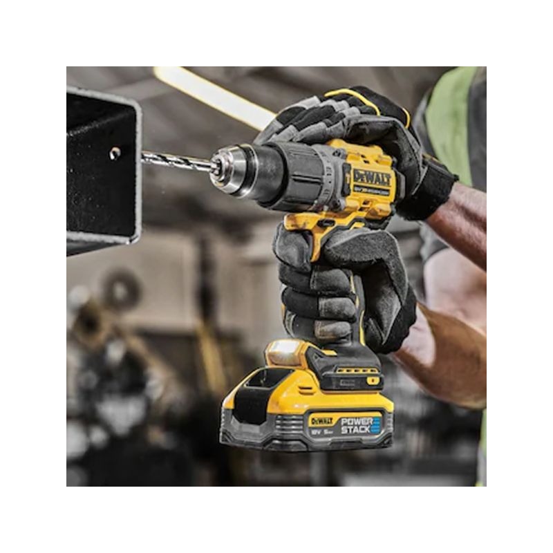 Masina de gaurit si insurubat cu impact DEWALT PowerStack DCD805H2T, 2000 rpm, 34000 bpm, 2 x acumulatori Li-Ion 18V XR, 5 Ah, cutie TSTAK