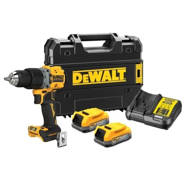 Masina de gaurit si insurubat cu percutie DEWALT PowerStack DCD805E2T, 2000 rpm, 34000 bpm, 1 x acumulator Li-Ion, 18V, 1.7 Ah, cutie TSTAK