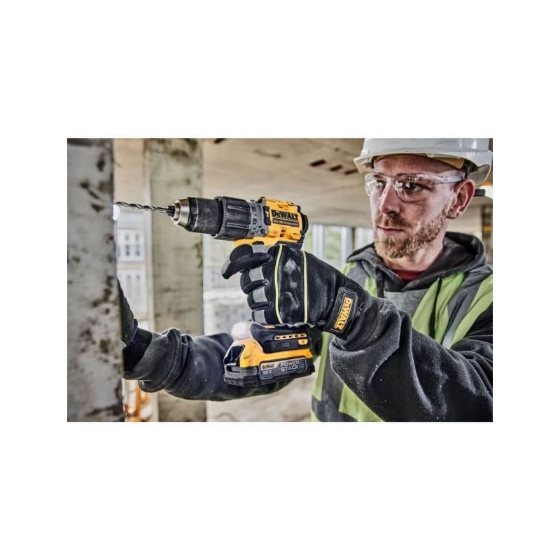 Masina de gaurit si insurubat cu percutie DEWALT PowerStack DCD805E2T, 2000 rpm, 34000 bpm, 1 x acumulator Li-Ion, 18V, 1.7 Ah, cutie TSTAK