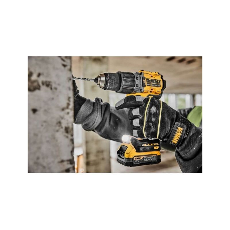 Masina de gaurit si insurubat cu percutie DEWALT PowerStack DCD805E2T, 2000 rpm, 34000 bpm, 1 x acumulator Li-Ion, 18V, 1.7 Ah, cutie TSTAK