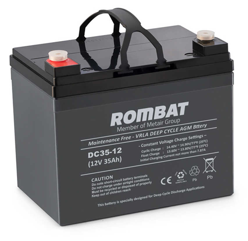 Baterie auto stationara ROMBAT DC35, tensiune 12V, amperaj 35 Ah, 196 x 131 x 167 mm, borna stanga +