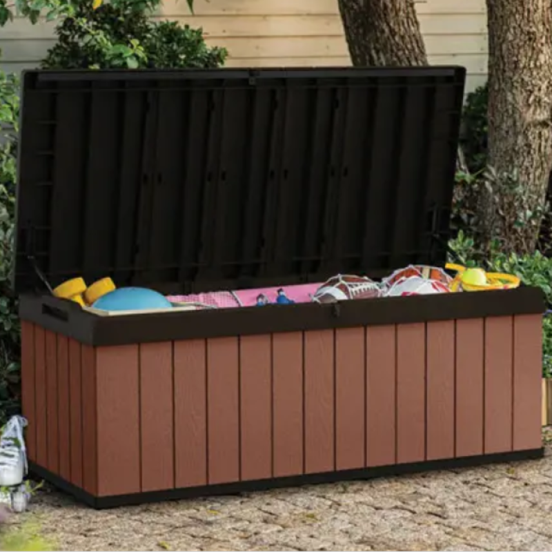 Lada de depozitare pentru gradina KETER Darwin 252666, volum 380 litri, 142.5 x 65.3 x 54.5 cm, polipropilena, maro