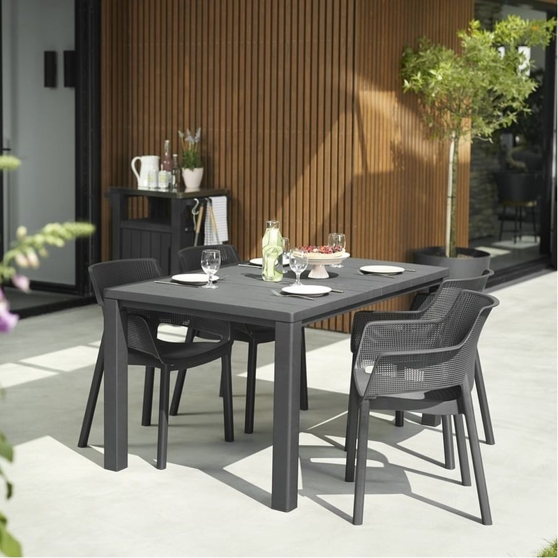 Masa de gradina KETER Julie 246186, negru, dreptunghiulara, polipropilena, 147 x 90 x 74.5 cm