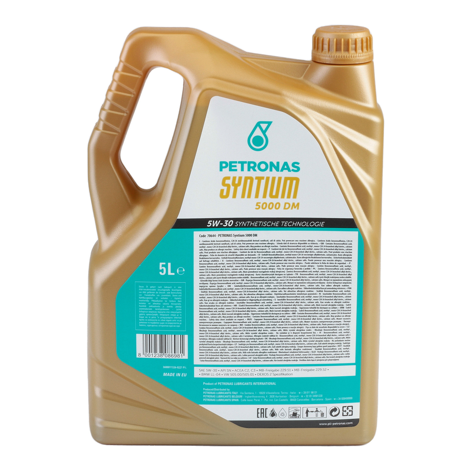 Ulei motor PETRONAS Syntium 5000 DM 5W30, volum 5 litri, sintetic