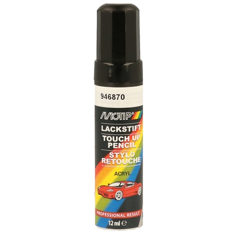 Marker vopsea retus auto MOTIP KOMPAKT LACKSTIFT Acryl 946870, culoare negru mat, 12 ml