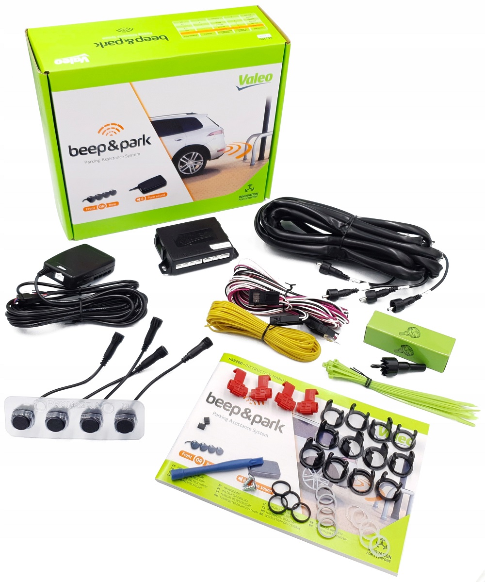 Kit 4 senzori de parcare cu avertizare sonora VALEO 632200, 12V, montare fata/spate, compatibil cu vehicule cu carlige de remorcare