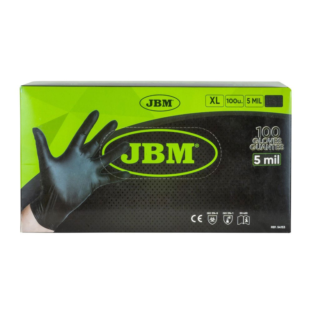 Set 100 manusi de unica folosinta JBM 5MIL 54153, din nitril, marime XL, negru