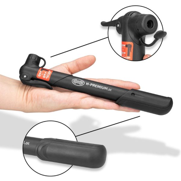 Pompa manuala pentru biciclete HEYNER 216400, 8 bar, suport montare, mufe Schrader, Presta si Dunlop