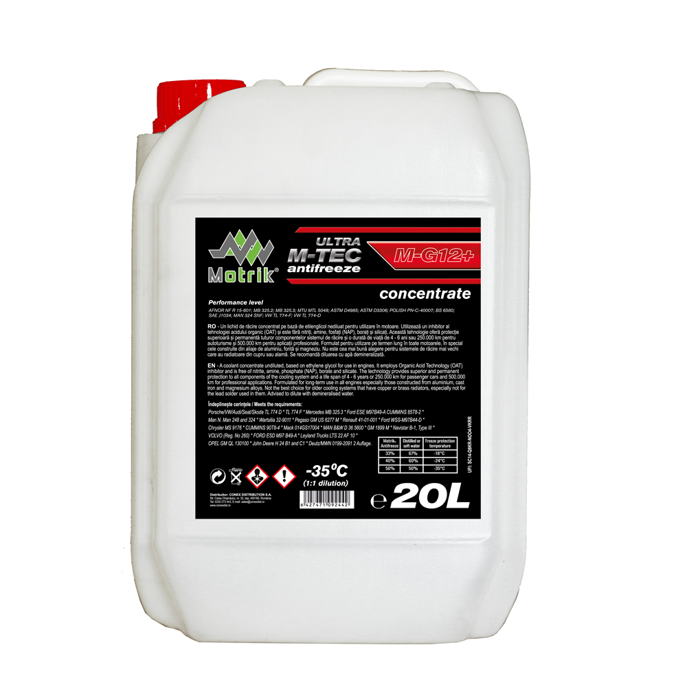 Antigel concentrat MOTRIK Ultra M-Tec G12+ 109244, rosu, volum 20 litri