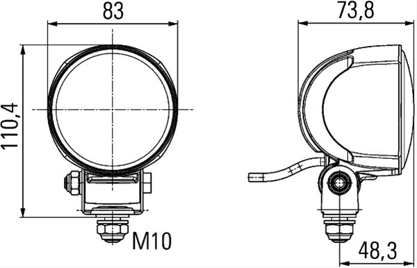 Proiector auto LED HELLA 1G0 996 476-011, rotund, diametru 83 mm, 12/24V, 30 W, lungime cablu 2000 mm, 6500 K