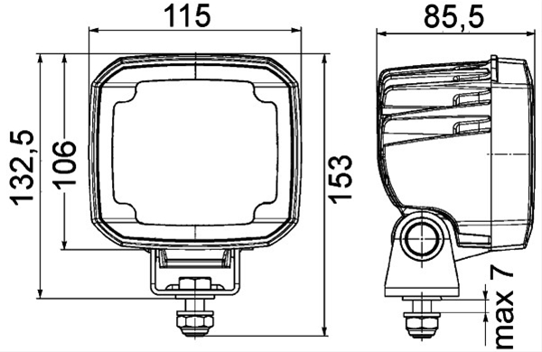 Proiector auto LED HELLA 1GA 995 606-001, patrat, 133x115 mm, 12/24V, 50 W, fara cablu, 6500 K