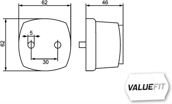 Lumina de pozitie fata cu catadioptru HELLA 2PG 357 012-021, 62 x 62 mm, C5W, 0.5 W, 12 V, transparent