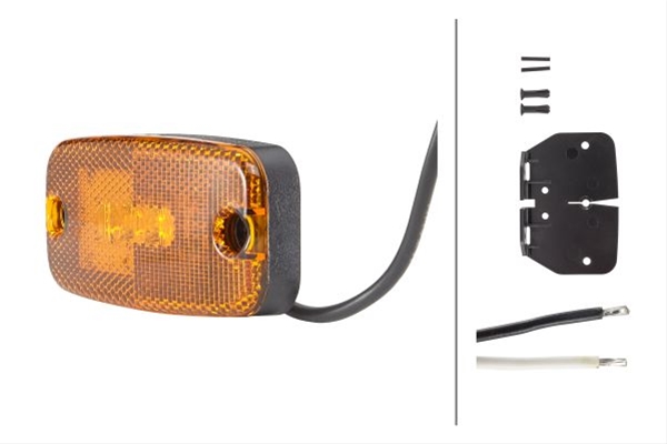 Lumina de pozitie HELLA 2PS 357 008-011, 75 x 111 mm, LED, 0.8 W, 12/24 V, portocaliu, lungime cablu 500 mm, cu suport