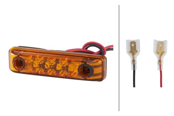 Lumina de pozitie HELLA 2PS 357 010-101, 16 x 65 mm, LED, 0.4 W, 24 V, portocaliu, lungime cablu 150 mm