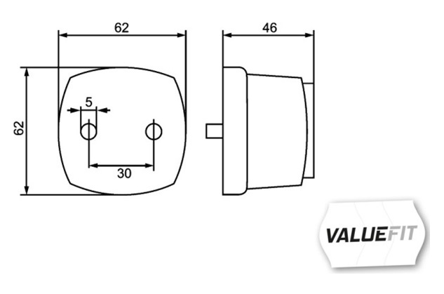 Lumina de pozitie HELLA 2PS 357 012-001, 62 x 62 mm, C5W, 1.2 W, 12 V, portocaliu, fara becuri