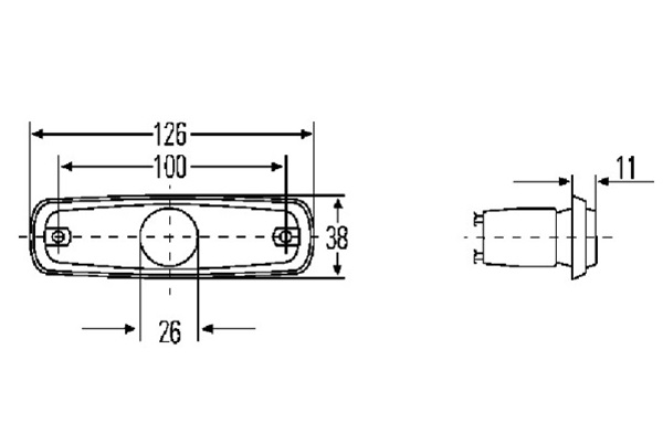 Lumina de pozitie HELLA 2PS 962 964-018, 38 x 126 mm, W3W, 3 W, 24 V, portocaliu