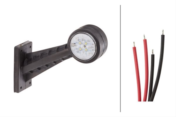 Lampa de gabarit lunga HELLA 2XS 357 004-031, LED, 30V, 12/24V, unghi 60 grade, sticla transparenta, partea stanga