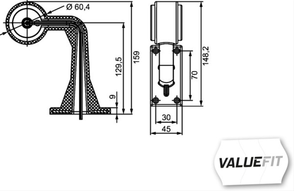 Lampa de gabarit lunga HELLA 2XS 357 005-041, LED, 30V, 12/24V, unghi 90 grade, sticla transparenta, partea dreapta
