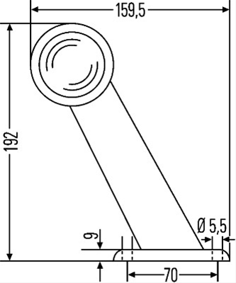 Lampa de gabarit oblica HELLA 2XS 955 232-001, R5W, 12/24V, unghi 45 grade, fara becuri