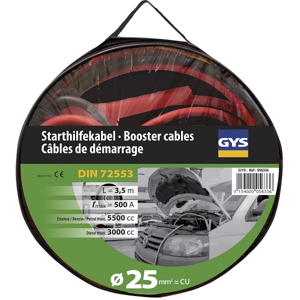 Cabluri pornire auto GYS 056336, 12/24 V, 500 A, lungime cabluri 3.5 m, diametru 25 mm2