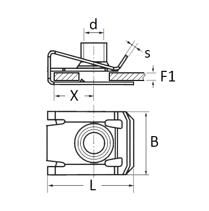 Set 100 piulite metalice pentru fixare RESTAGRAF U-NUT A42634, M5-0.80, pentru elemente caroserie auto