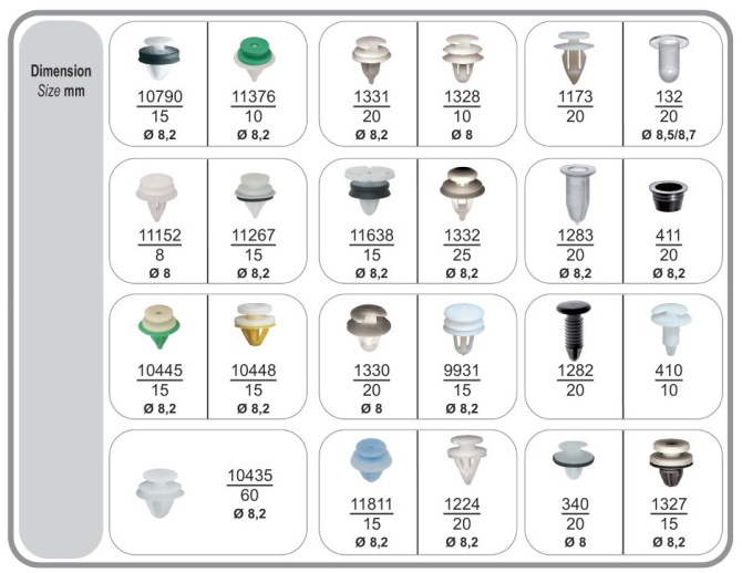 Set 423 clipsuri auto RESTAGRAF A70401, plastic, pentru Citroen, Peugeot, Renault, cutie depozitare