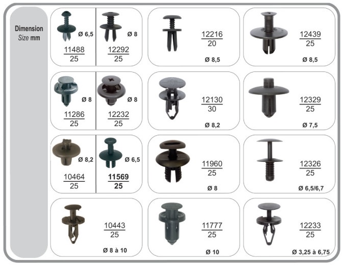 Set 375 clipsuri auto RESTAGRAF A70437, plastic, multimarca, cutie depozitare