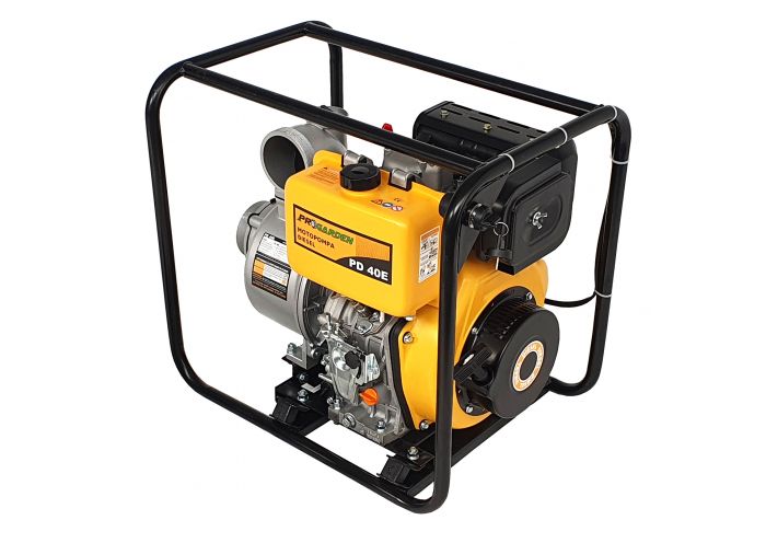 Motopompa ProGARDEN PD40E 1158010040E, 4 inch, 100 mm, diesel, apa curata, pornire electrica