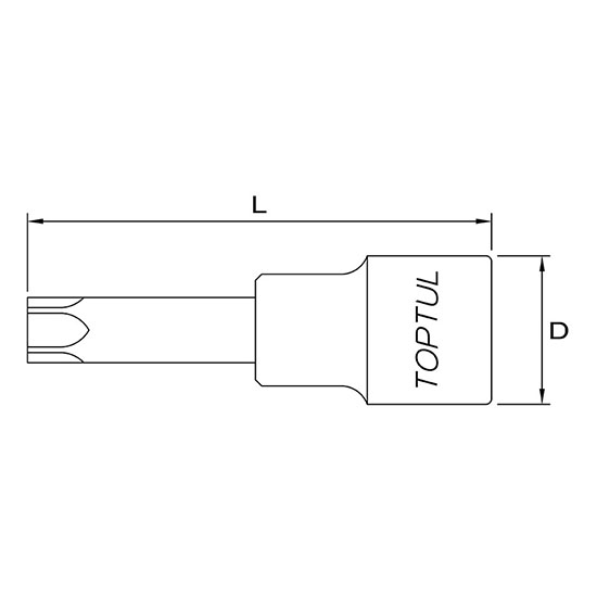 Bit cu soclu tubular TOPTUL BCGA1645, prindere patrat 1/2 inch, profil torx T45, lungime 120 mm, otel crom vanadiu