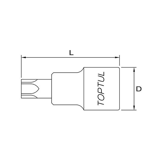 Bit cu soclu tubular TOPTUL BCLA0810, prindere patrat 1/4 inch, profil torx T10, lungime 37 mm, otel crom vanadiu