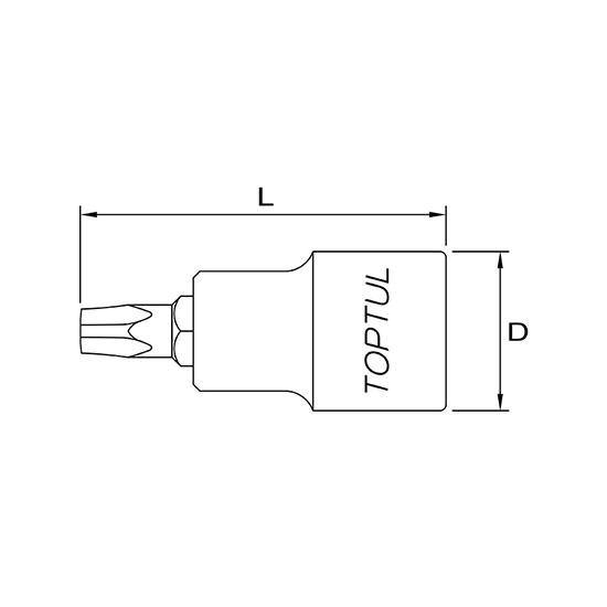 Bit cu soclu tubular TOPTUL BCNA0808, prindere patrat 1/4 inch, profil torx T8, lungime 37 mm, otel crom vanadiu