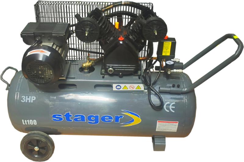 Compresor aer STAGER HMV0.25/100 4530100258, 100 L, 8 bar, 324 L/min, monofazat, angrenare curea