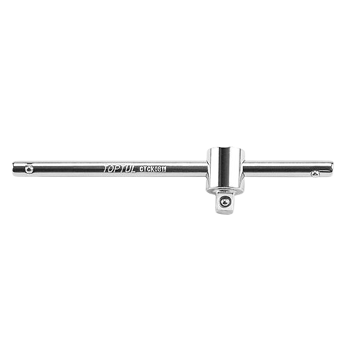 Maner de forta T cu cap culisant TOPTUL CTCK1220, antrenor patrat 3/8 inch, lungime 202 mm, crom vanadiu, finisaj satinat