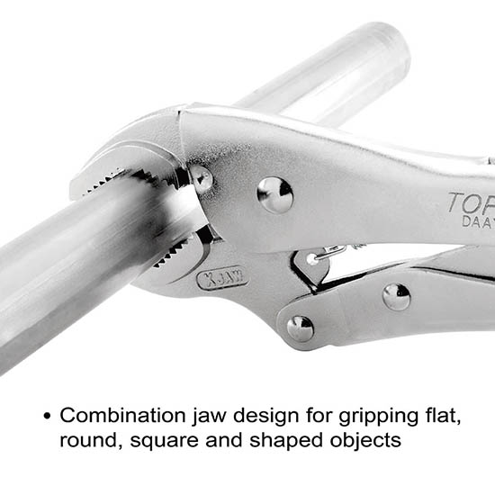 Cleste autoblocant TOPTUL DAAY1A10, cu falci curbate, cu surub ajustare, lungime 10 inch/ 254 mm, finisaj nichelat