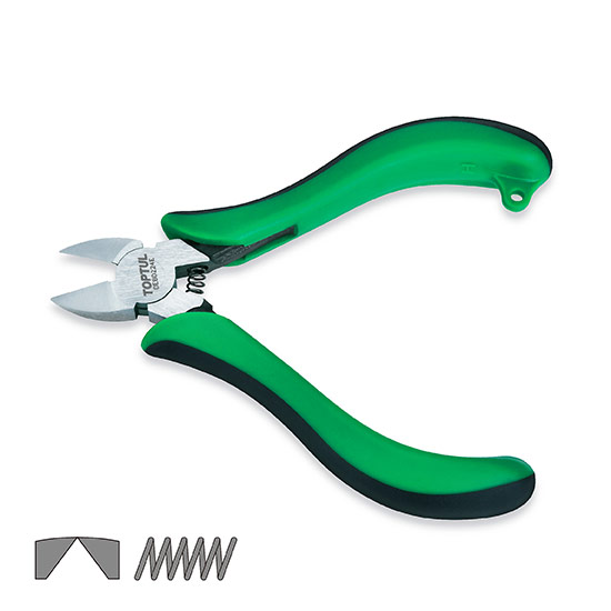 Cleste cu tais diagonal TOPTUL DEBD224E, pentru electricieni, lungime 4.5 inch/ 114 mm, capacitate maxima taiere 2 mm, maner izolat
