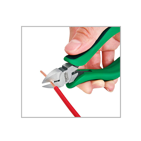 Cleste cu tais diagonal TOPTUL DEBD224E, pentru electricieni, lungime 4.5 inch/ 114 mm, capacitate maxima taiere 2 mm, maner izolat