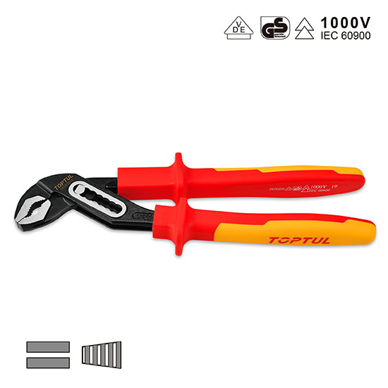 Cleste pentru tevi TOPTUL DGCE2210, izolat, lungime 10 inch/ 254 mm, deschidere falci 42 mm, otel crom molibden