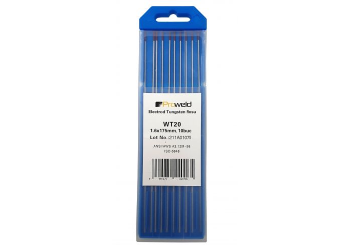 Electrozi tungsten rosu pentru sudura ProWELD WT20 4550100016, 1.6 x 175 mm, 10 buc