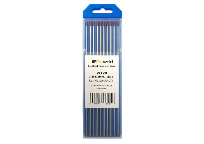 Electrozi tungsten rosu pentru sudura ProWELD WT20 4550100032, 3.2 x 175 mm, 10 buc
