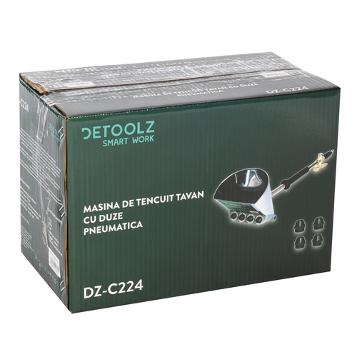 Masina pneumatica Detoolz, DZ-C224, pentru tencuit tavan, 50 ml/min, gaura 18 mm, 6 bar cu duze