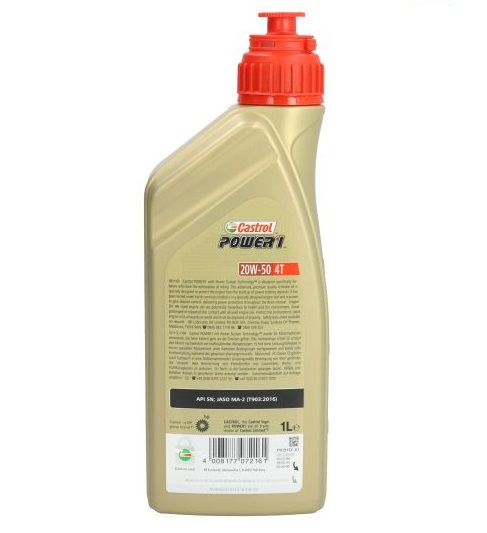 Ulei motor moto CASTROL POWER 1 20W50 4T 15049A, volum 1 litru, mineral