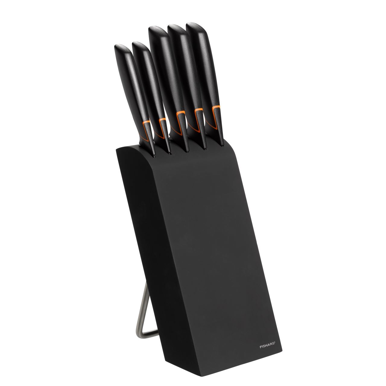 Set 5 cutite cu suport FISKARS Edge, otel inoxidabil, negru