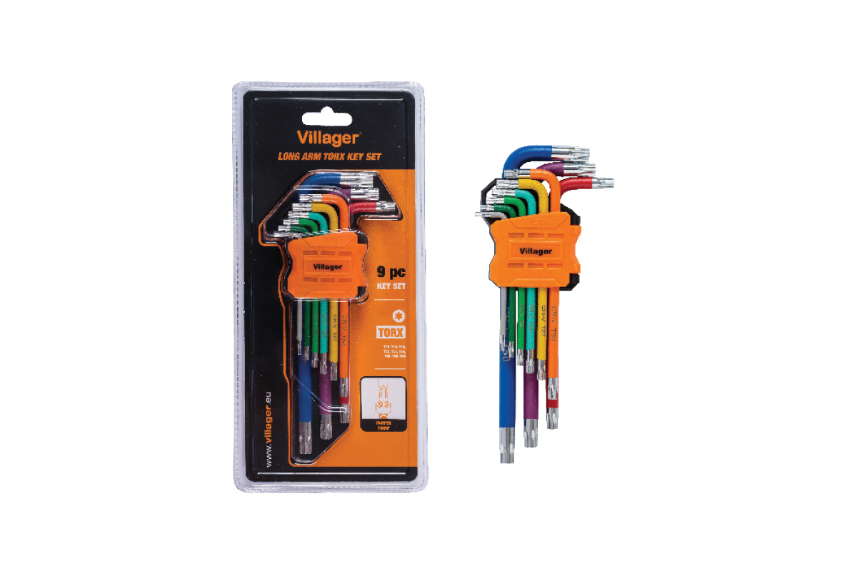 Set 9 chei hexagonale Torx VILLAGER 059882, brat lung