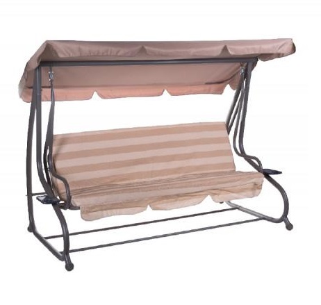Balansoar de gradina VILLAGER CRETE DELUXE 035447, suspendat, structura din metal, spatar reglabil, 230 x 125 x 164 cm, bej/alb