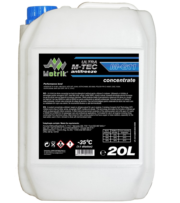 Antigel concentrat MOTRIK Ultra M-Tec G11 109240, volum 20 litri