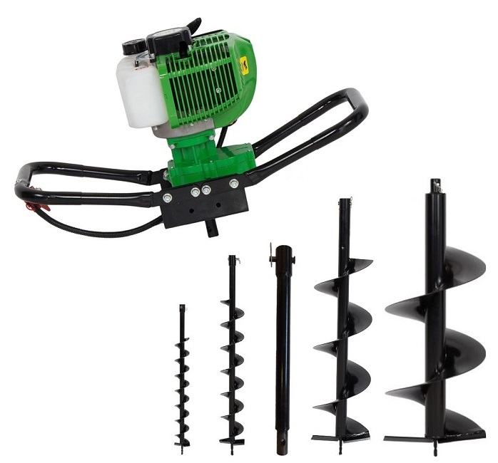 Pachet motoburghiu pamant ProGARDEN GD520-3 PACH520BACC, motor benzina 2T, 2.3CP, set burghie pamant 80, 100, 200, 300 mm, prelungitor burghiu 300 mm