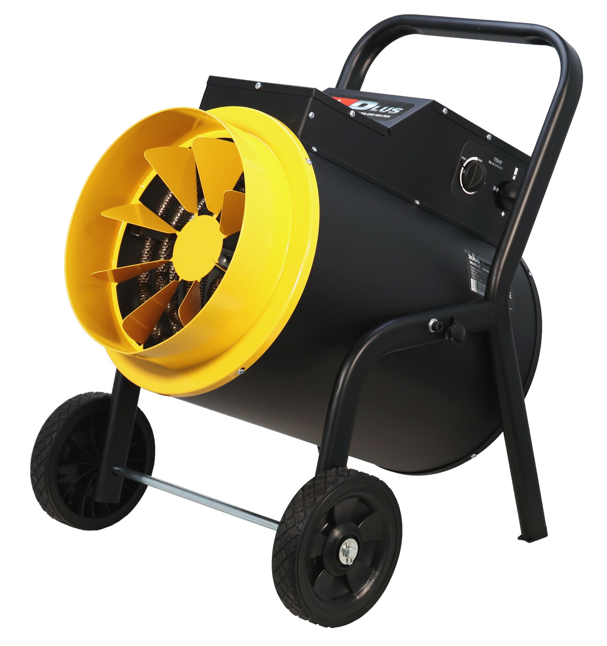 Aeroterma electrica ZOBO ZB-EC15 4590007015, putere maxima 15 kW, alimentare 400 V, volum incalzit 300 mc, debit aer 1292 mc/h, IP X4