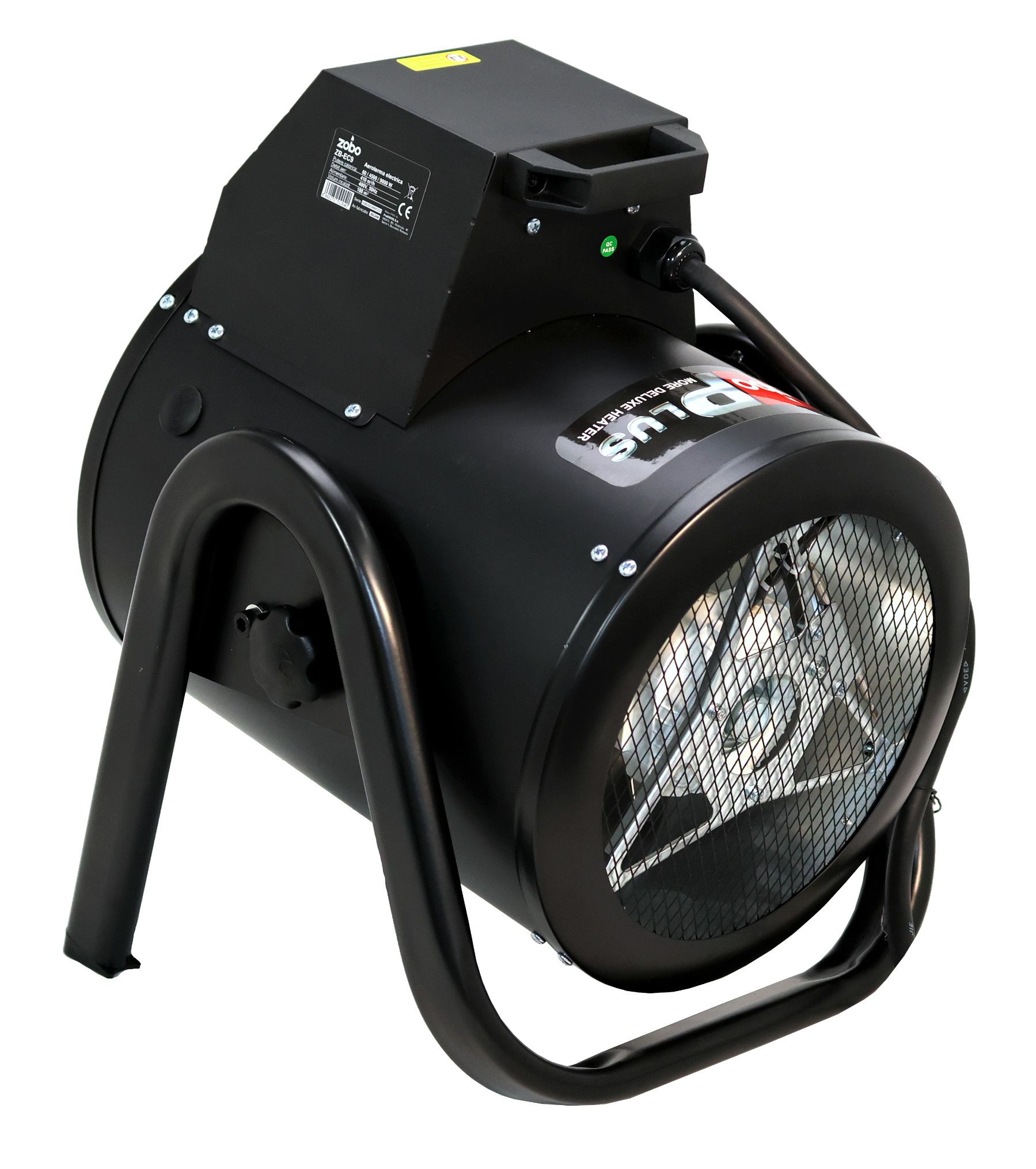 Aeroterma electrica ZOBO ZB-EC9 4590007009, putere maxima 9 kW, alimentare 400 V, volum incalzit 180 mc, debit aer 410 mc/h, IP X4