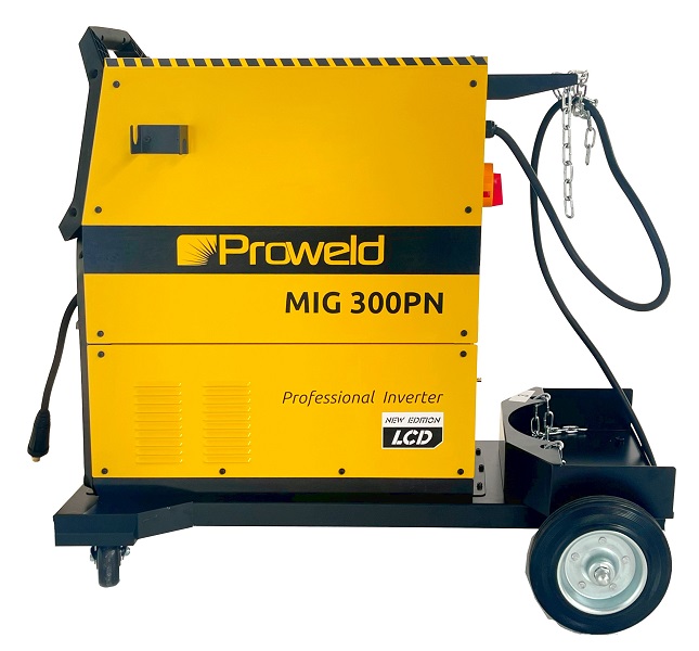 Invertor profesional pentru sudura ProWELD MIG 300PN LCD 4551MIG300PN, multiproces, trifazat, putere maxima absorbita 7 kVA, tip sudura MIG/MAG